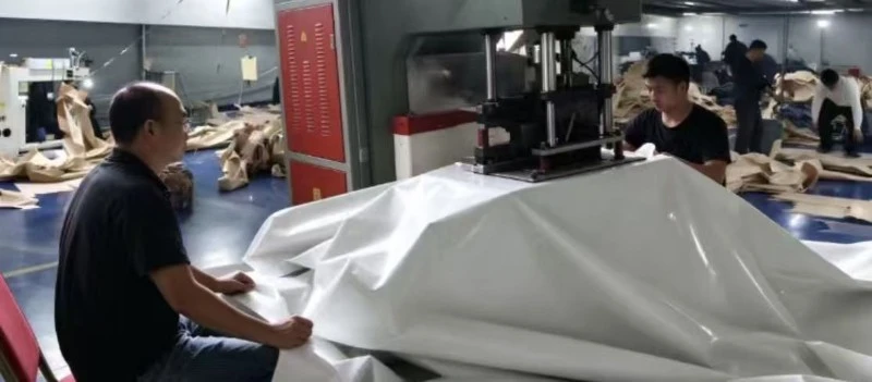 Heat-welded PVC air beam fabric for an emergency medical tent Heat-welded PVC air beam fabric for an emergency medical tent
